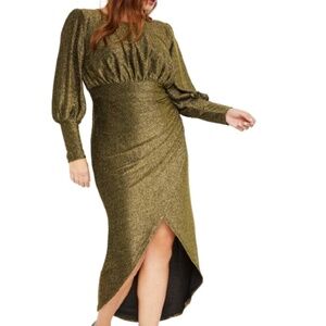 ELOQUII ☆ HOLLYWOOD GLAMOUR ☆ RETRO GOLD HI-LO STARLET DRESS ☆ 26